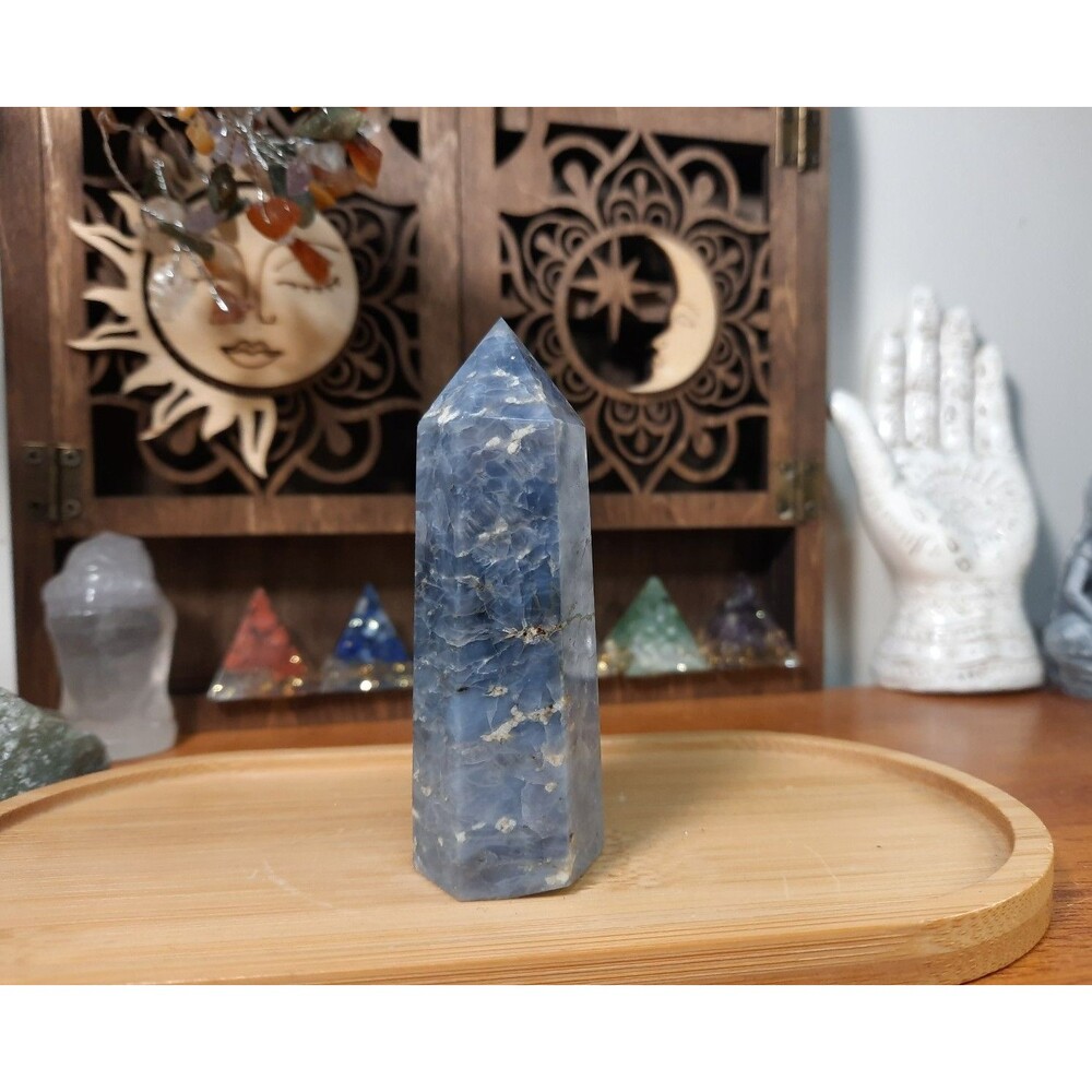 Rare Natural Polished Blue Rose Quartz Crystal Point Tower